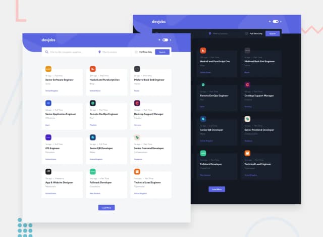 Devjobs landing page